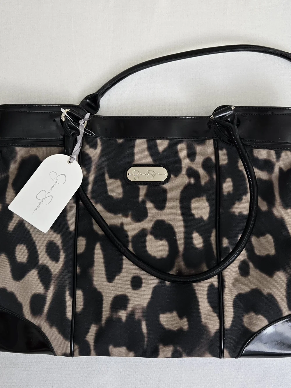 Jessica Simpson Black Leopard-Print Tote Bag, 18